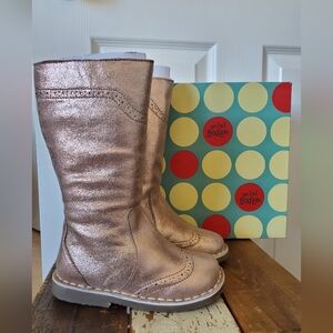 Mini Boden Kids Pink Champage Rose Gold Leather Metallic Boots Size 10